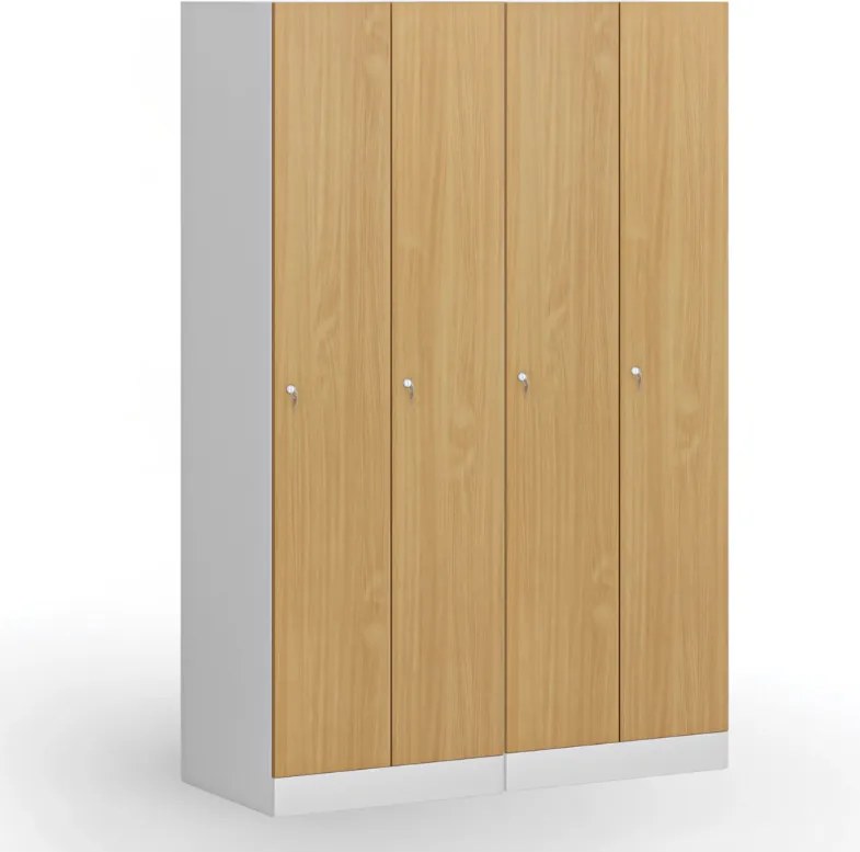 Szafka ubraniowa S1, 2-drzwiowa, 1850 x 600 x 500 mm, zamek cylindryczny, drzwi laminowane, dąb naturalny