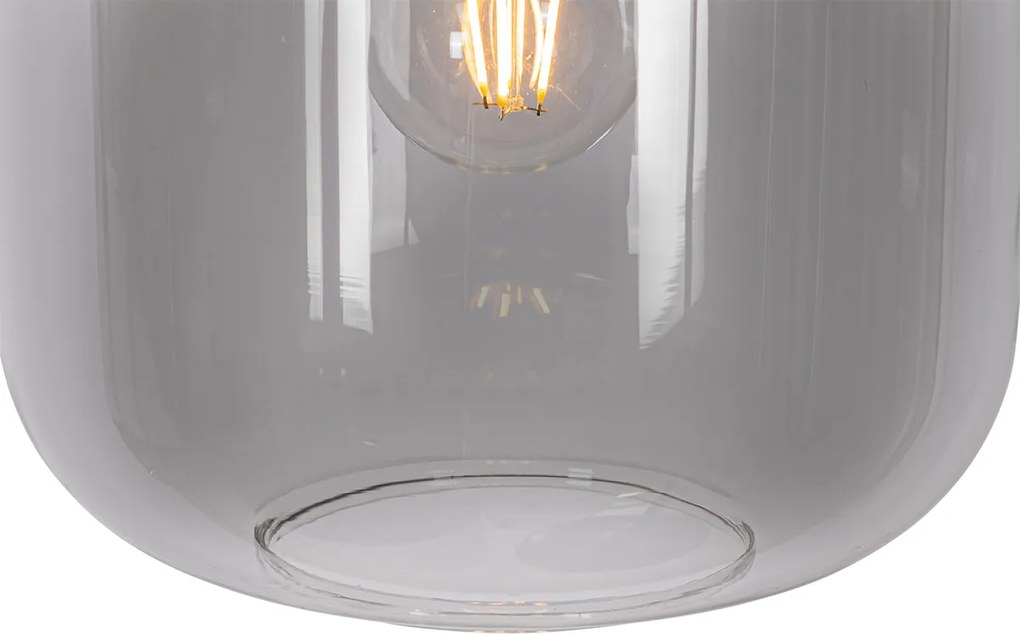 Lampa wisząca czarna ze złotem i przydymionym szkłem 3-światłowa okrągła - Kyan