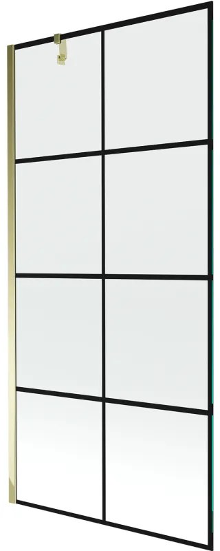 Mexen Next parawan nawannowy 1-skrzydłowy 90 x 150 cm, czarny wzór, złoty - 895-090-000-00-77-50