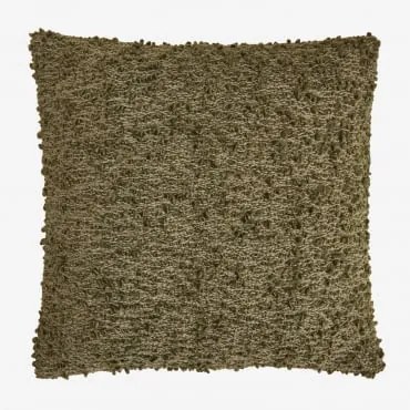 Kwadratowa Poduszka 45x45 Cm Z Tkaniny Bouclé Zanero Intensywny Verde Olive - Sklum