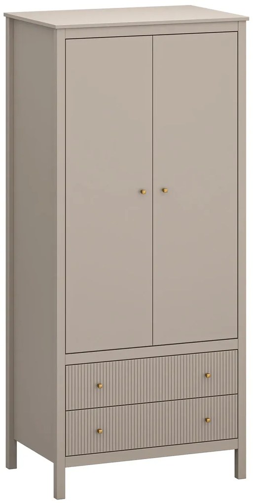 Szafa dwudrzwiowa z drążkiem i szufladami taupe D8-D61