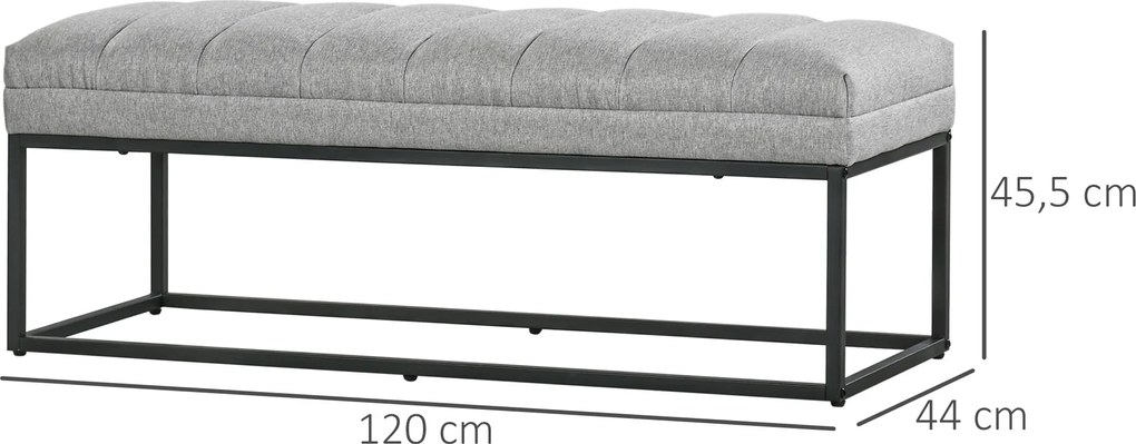 HOMCOM Ławka do Sypialni Tapicerowana Lnianym Wyglądem Jasnoszara Stylowa i Wytrzymała do 200kg | Aosom PL