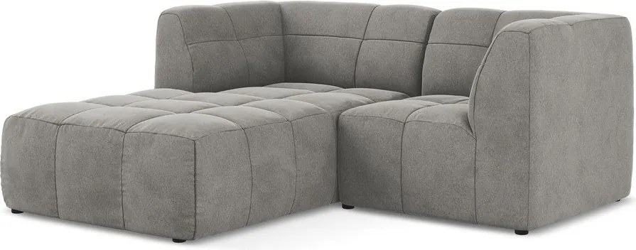 Szary aksamitny narożnik (lewostronny/z szezlongiem) Aloha – Makamii