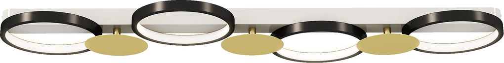 HOMCOM Lampa sufitowa LED 38W 1500LM 3000K-6500K lampa do salonu z 4 żarówkami pilot Czarny+Złoty