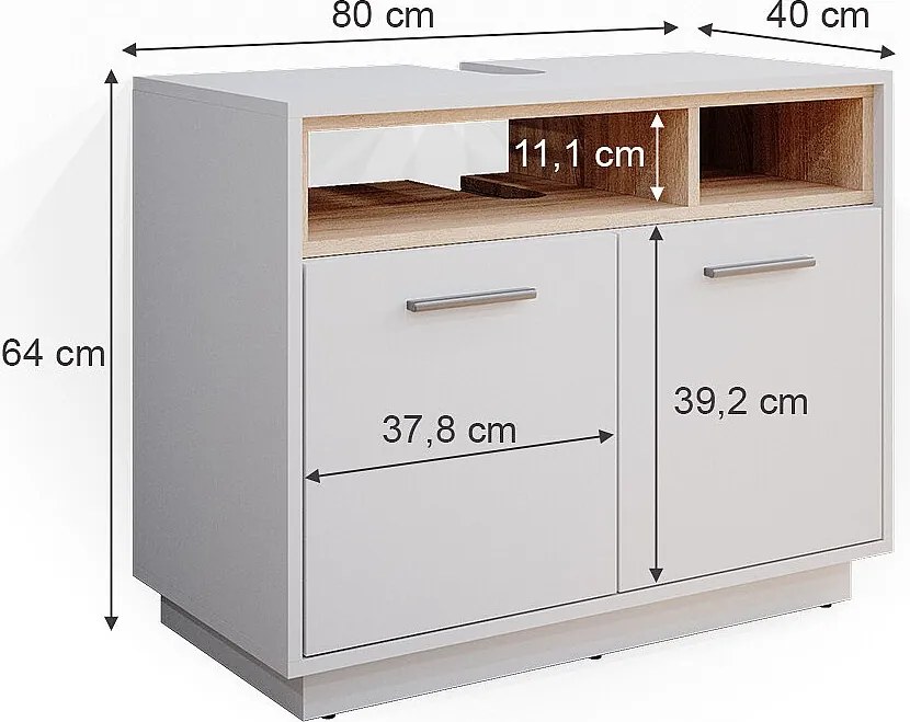 Szafka pod umywalkę biały 80x40x64 beatrice