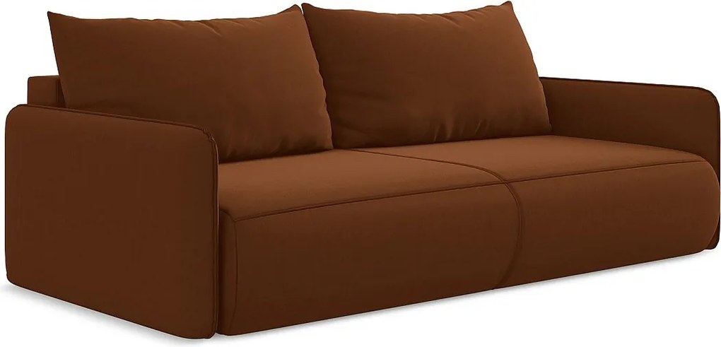 Kanapa 3-osobowa z funkcją spania - z tkaniny welwetowej - terakota - NANEA