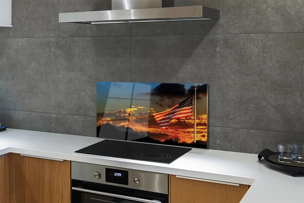 Panel szklany do Kuchni Amerykański Sztandar