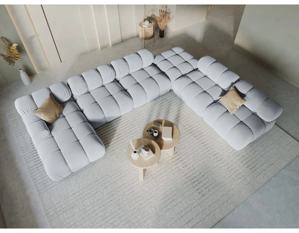 Jasnoniebieska aksamitna sofa 379 cm Bellis – Micadoni Home