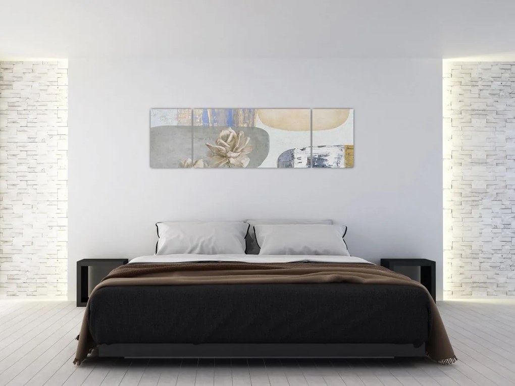 Obraz - Obraz z kwiatami i teksturami (170x50 cm)