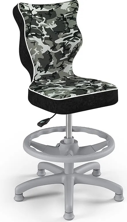 Krzesło dziecięce z wzorami i podnóżkiem Petit Grey rozmiar 3 (119-142 cm)