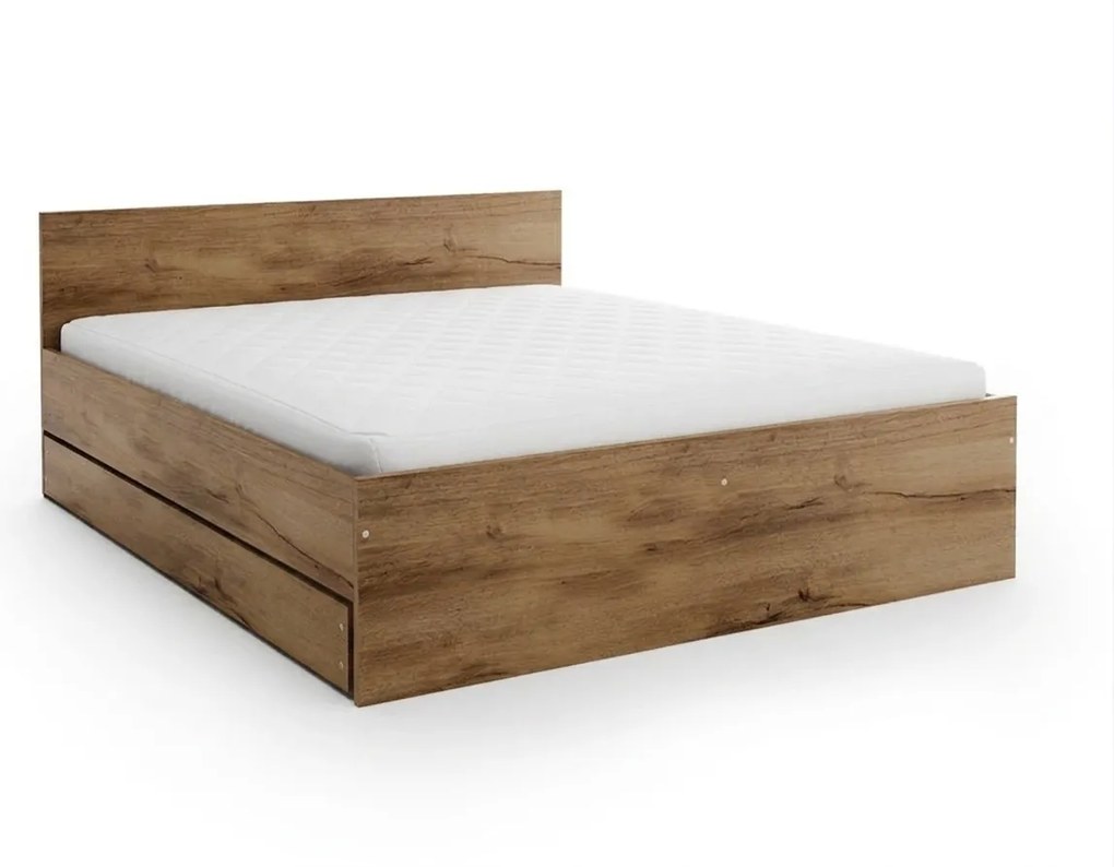 Łóżko ELISA 120 x 200 cm, dąb artisan Stelaż: Ze stelażem listwowym rolowanym elastycznym, Materac: Materac Deluxe 10 cm