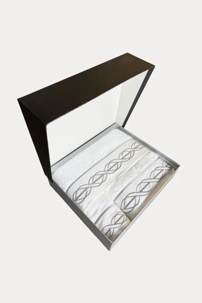 Podarunkowy zestaw ręczników VITA, 3 szt Biały / beżowy haft