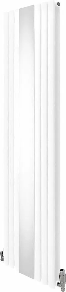 Owalny grzejnik lustrzany i zawory - 1800 mm x 500 mm - biały