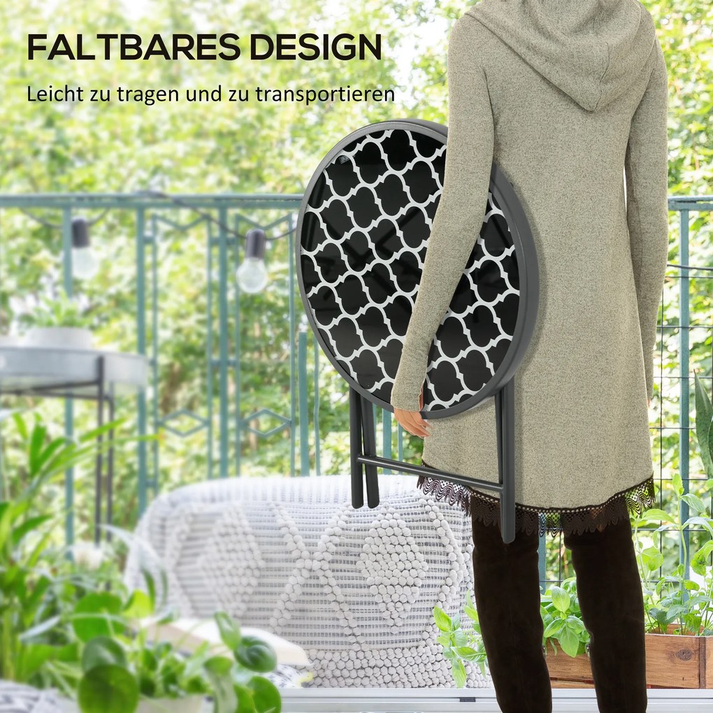 Outsunny Stolik ogrodowy składany, Stolik składany do ogrodu, okrągły, odporny na warunki atmosferyczne, składany, Średnica 45 x 50 cm, Czarny