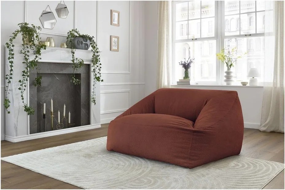 Pomarańczowy sztruksowy worek do siedzenia Lilibet – Bobochic Paris