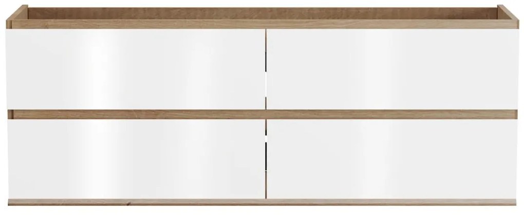 Szafka pod umywalkę wisząca – jasny naturalny i biały – 150 cm – SABURI