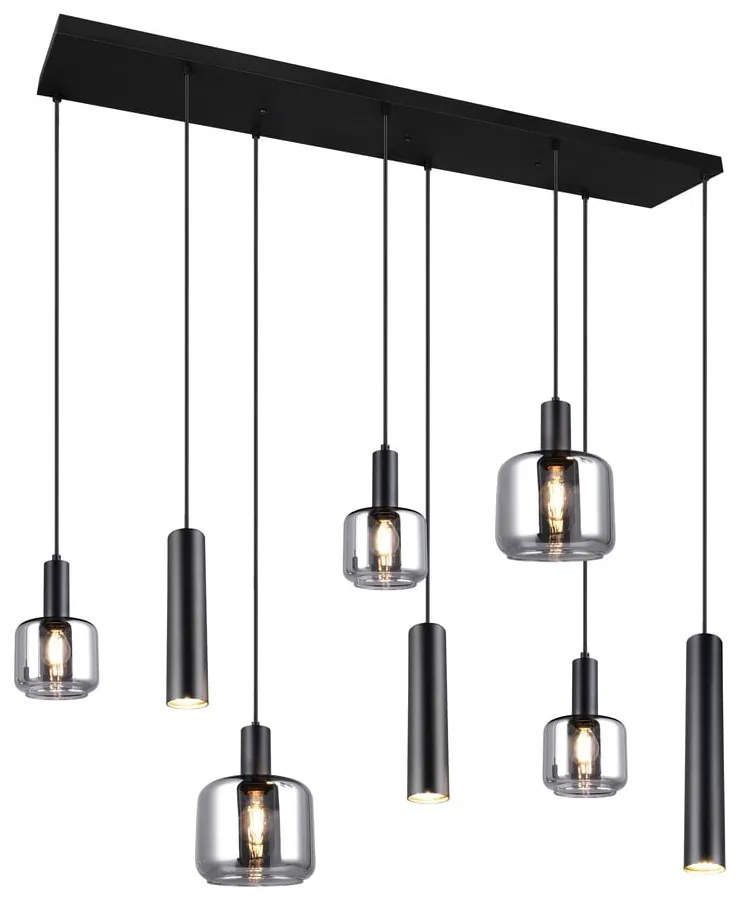 Czarna lampa wisząca z metalowo-szklanym kloszem Mataro – Trio