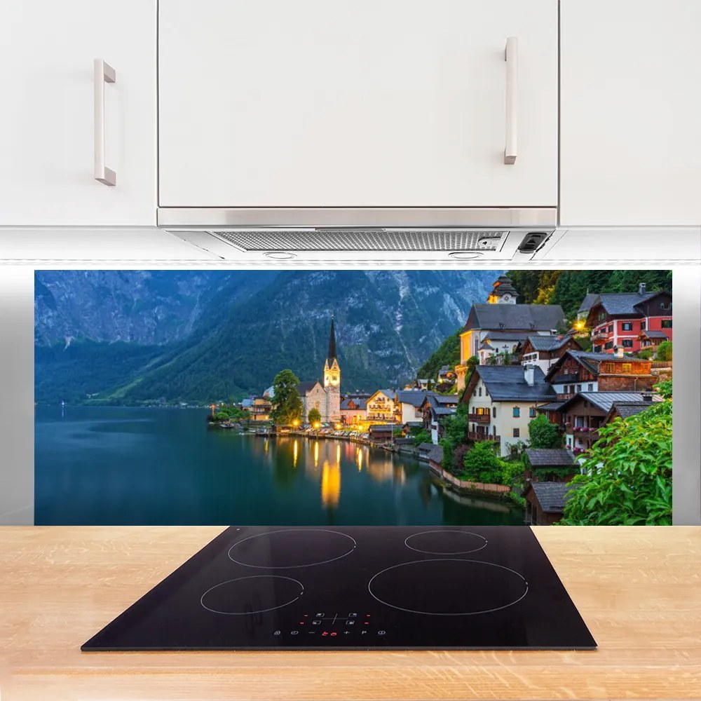 Szkło Ozdobne do Kuchni Nocna Panorama nad Jeziorem