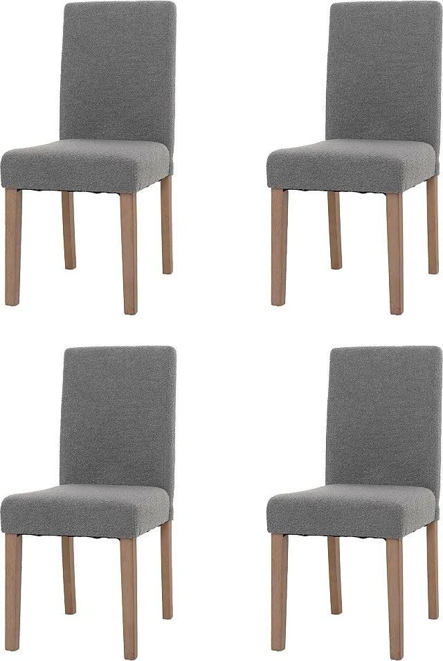 Krzesło do jadalni Littau bouclé (zestaw 4 sztuk),  szary, nogi w kolorze naturalnym