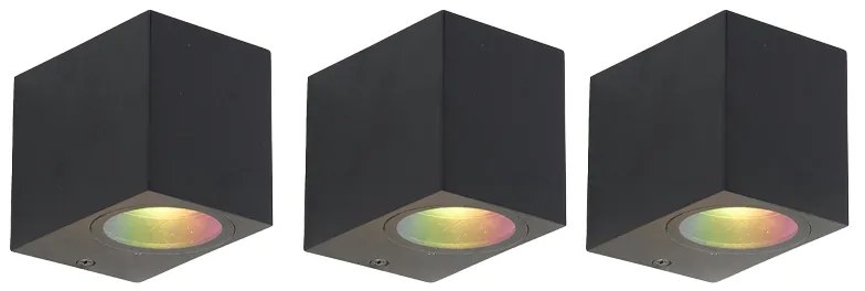 Zestaw 3 inteligentnych lamp ściennych czarnych IP44 z Zigbee GU10 - Baleno