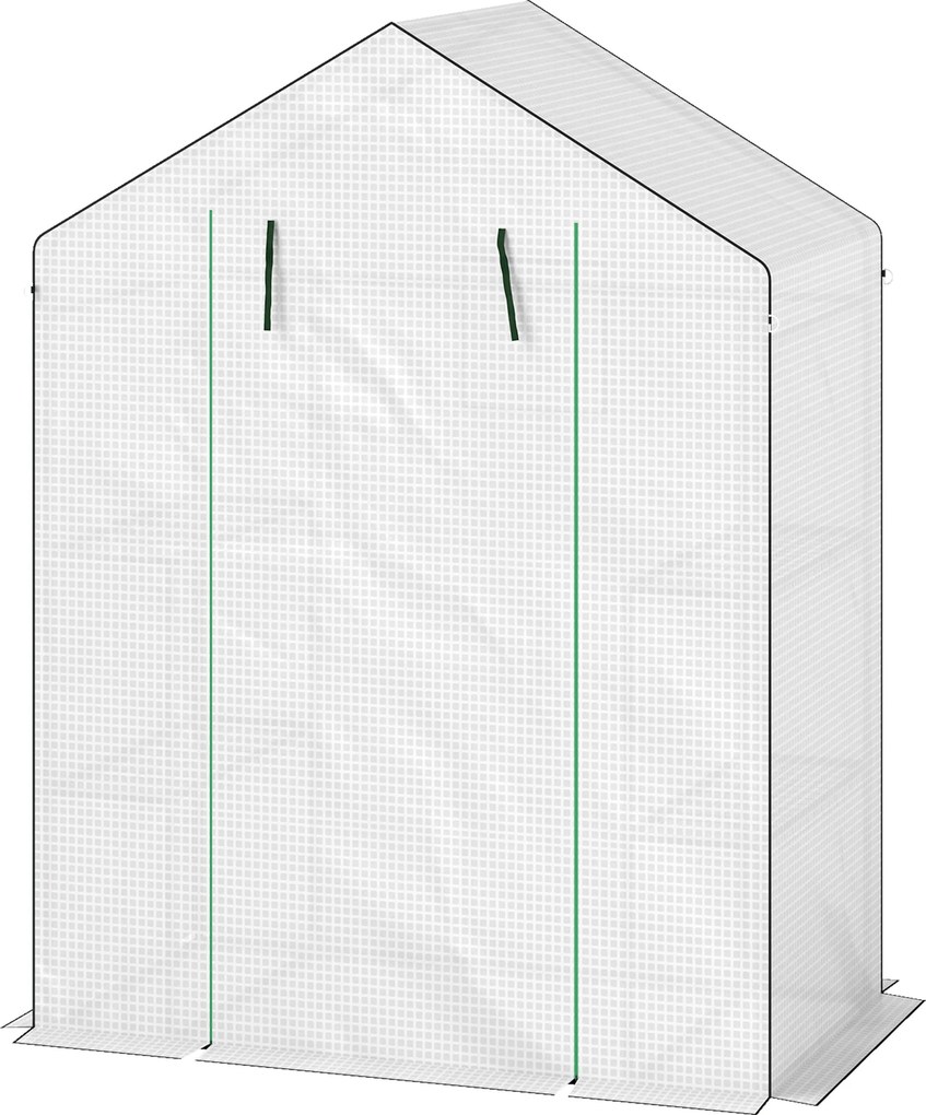 Outsunny Szklarnia z półkami, mini szklarnia, odporna na UV, okna z siatki, drzwi na zamek błyskawiczny, 143Dł x 74S x 190W cm, Biała