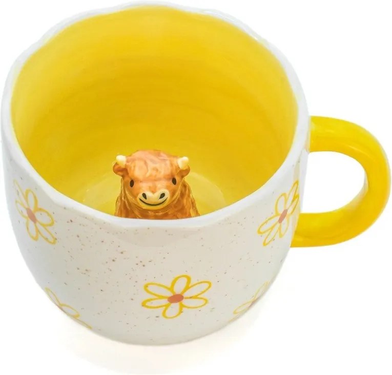Żółto-kremowy porcelanowy kubek 350 ml Surprise Highland Cow – Sass & Belle