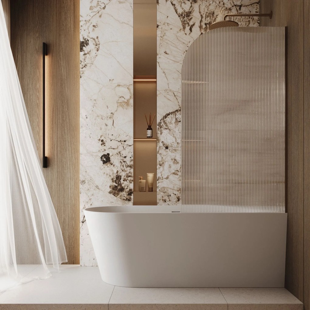 Parawan nawannowy półokrągły ARTE WELLE Moon Clear szkło transparentne ryflowane | Różne rozmiary : Kolor profili kabiny - czarny, Rozmiar - 80x150 cm