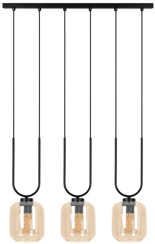 Lampa z trzema kloszami czarno-beżowa L3-B00