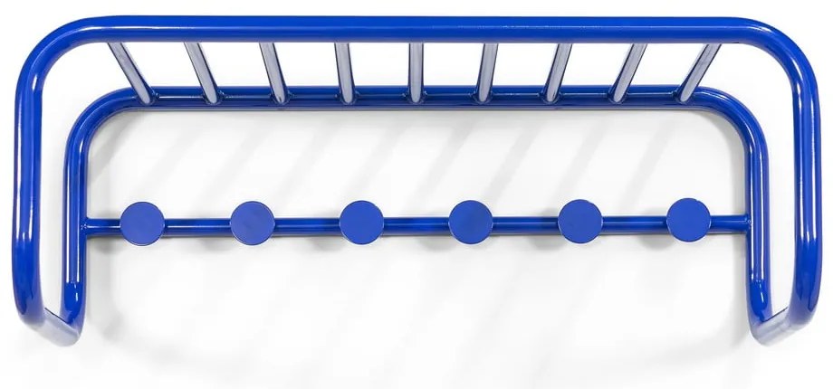 Niebieski metalowy wieszak ścienny z półką 72 cm Retro – Spinder Design