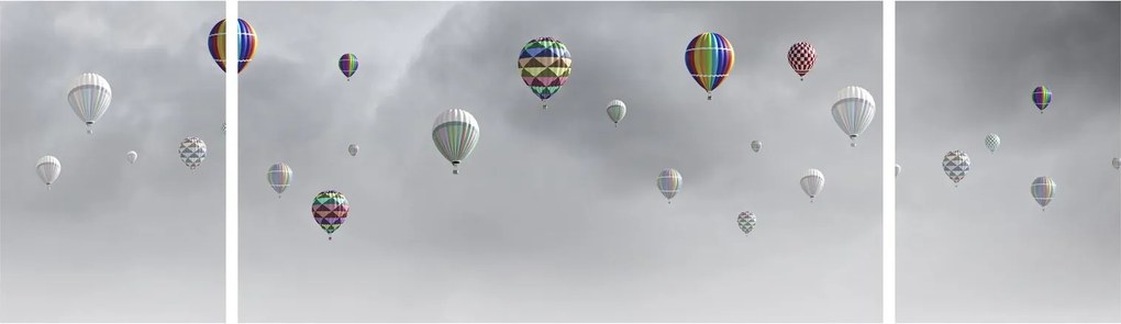 Obraz - Balony nad ceglaną ścianą (170x50 cm)