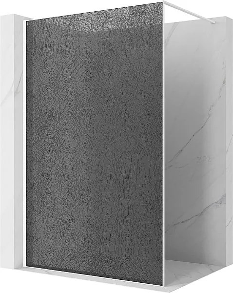 Mexen Kioto ścianka prysznicowa Walk-in 120 x 200 cm, crackle grafit 12 mm, biała - 800-120-101-20-44-X