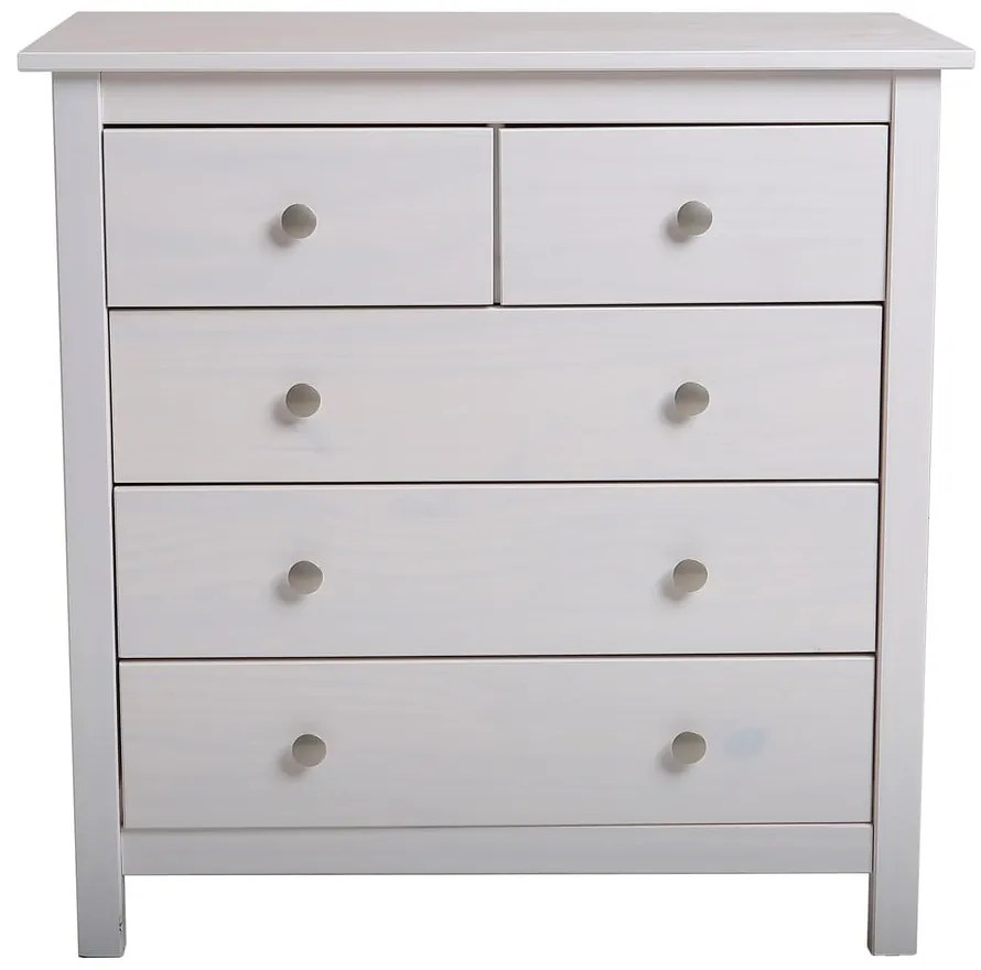 Biała wysoka komoda z litego drewna sosnowego 79x80 cm Berna – Marckeric