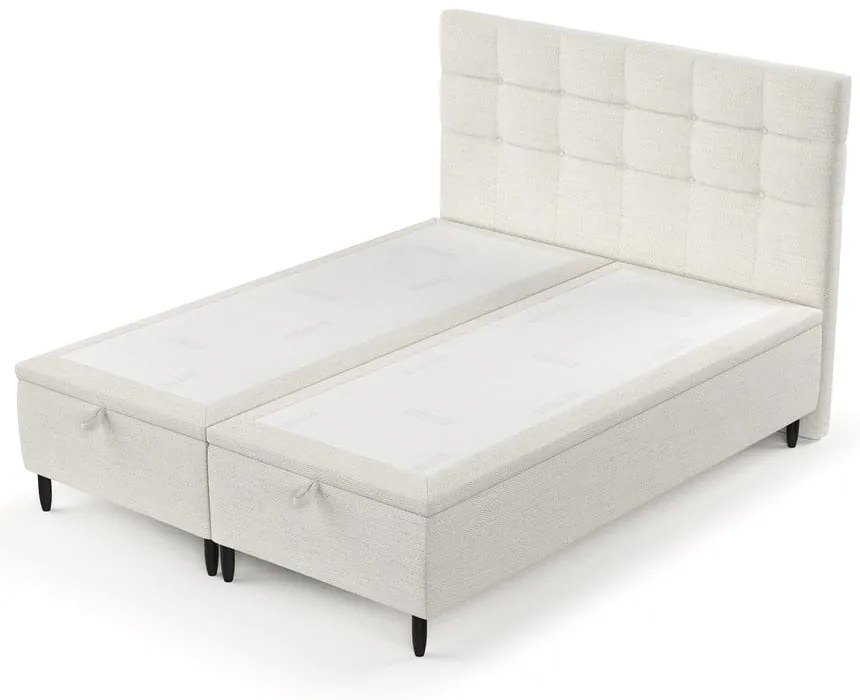 Kremowe tapicerowane łóżko dwuosobowe ze schowkiem 140x200 cm Senses – Maison de Rêve