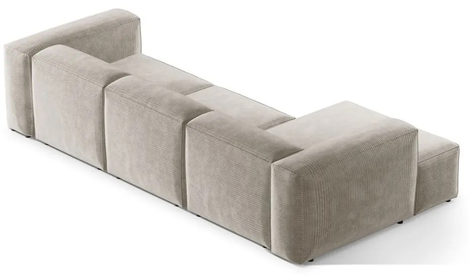 Beżowy sztruksowy narożnik (lewostronny/z szezlongiem) Bergamo – Cosmopolitan Design