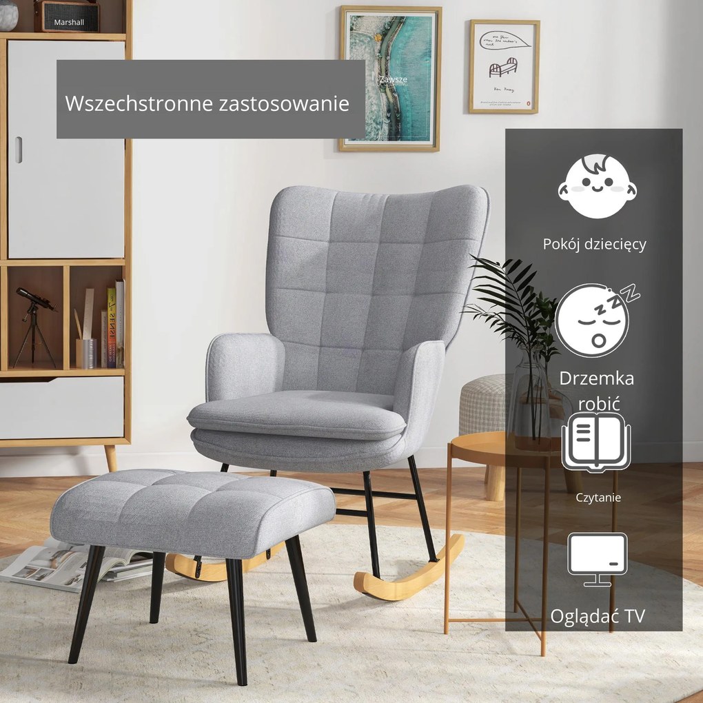 HOMCOM Fotel bujany z podnóżkiem