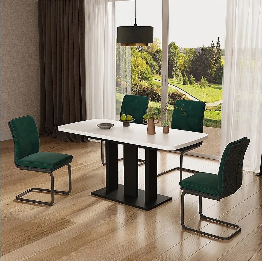 Stół jadalny biały/czarny 120x80x77.3 fenaro