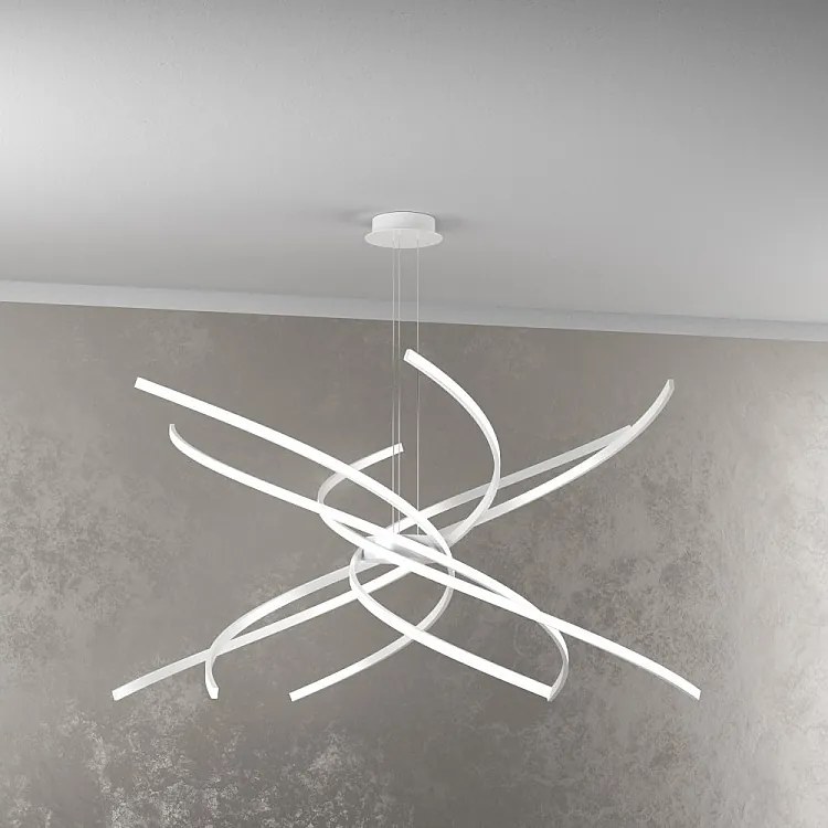 Nowoczesny żyrandol LED Tornado 88W 5950LM 1163/S100 biały
