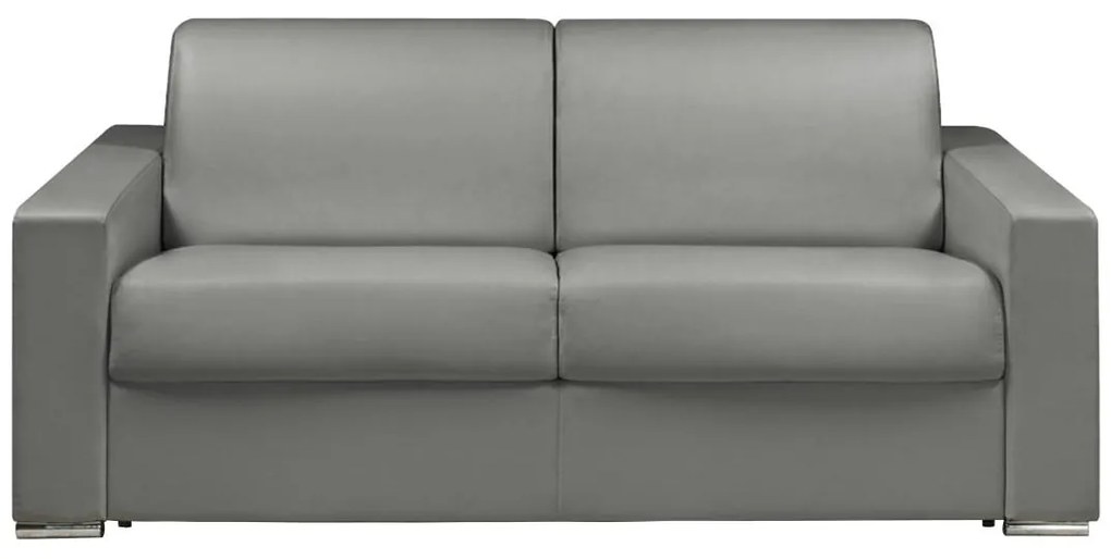 Kanapa 3-osobowa z ekspresowym mechanizmem rozkładania z ekoskóry CALITO - Szary - Wymiary miejsca do spania: 140 cm - Materac 14 cm