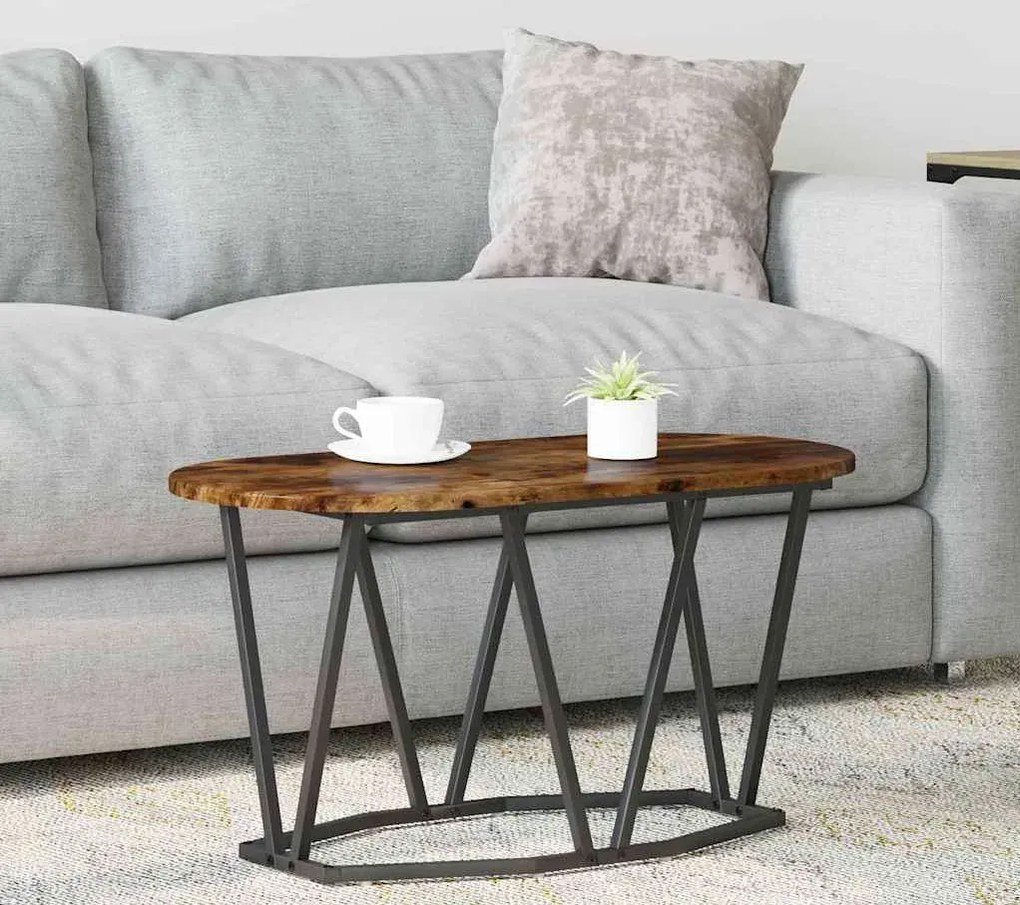 Nowoczesny owalny stolik kawowy dąb wędzony H4-F19