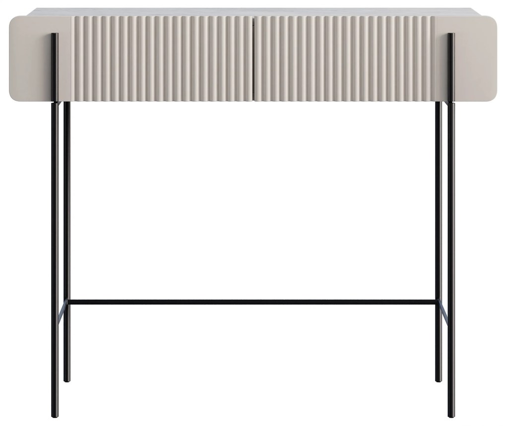 Toaletka Malmi 100 cm z szufladami - kaszmir / crema bianca / czarne nóżki