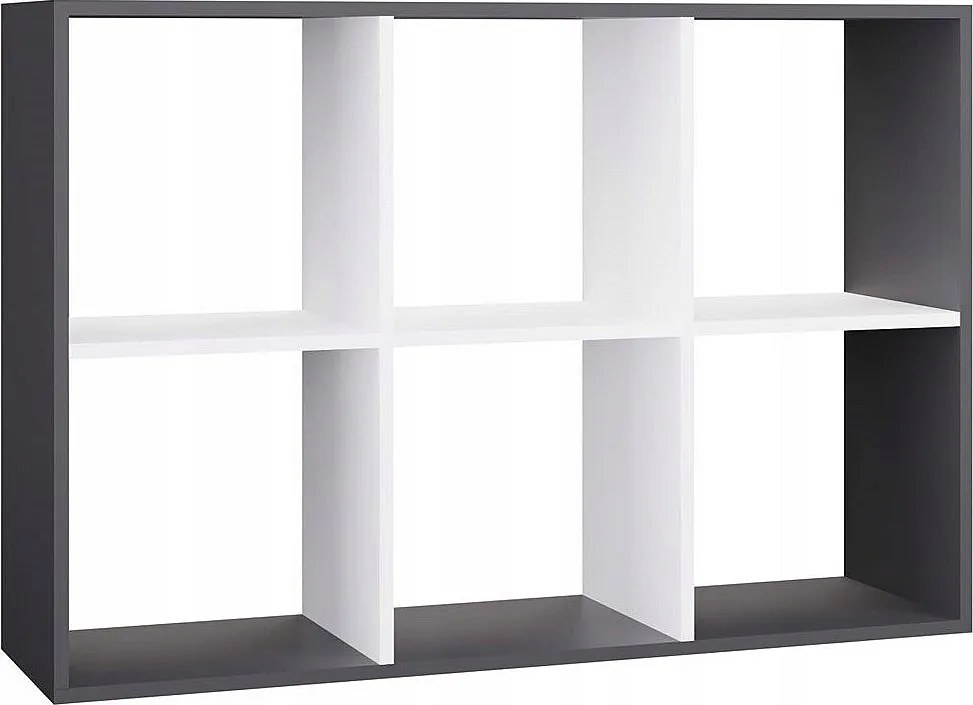 Regał Malax 2X3 | Antracyt/Biały | 110x30x75 cm | Regał do przechowywania