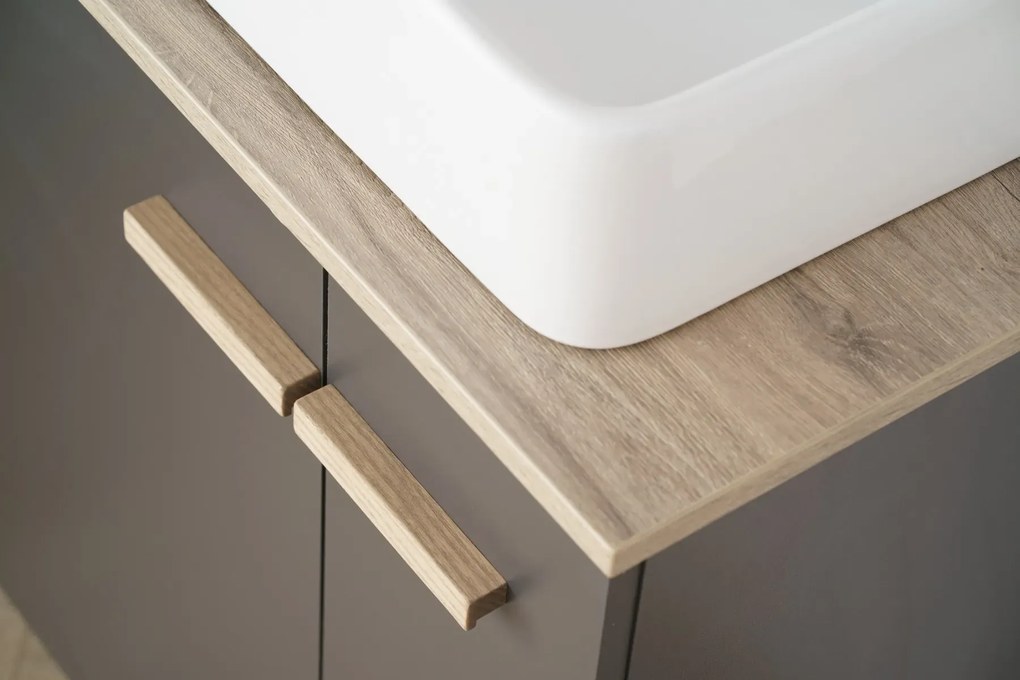 Szafka pod umywalkę L-WOOD 59 cm antracyt mat KROFAM