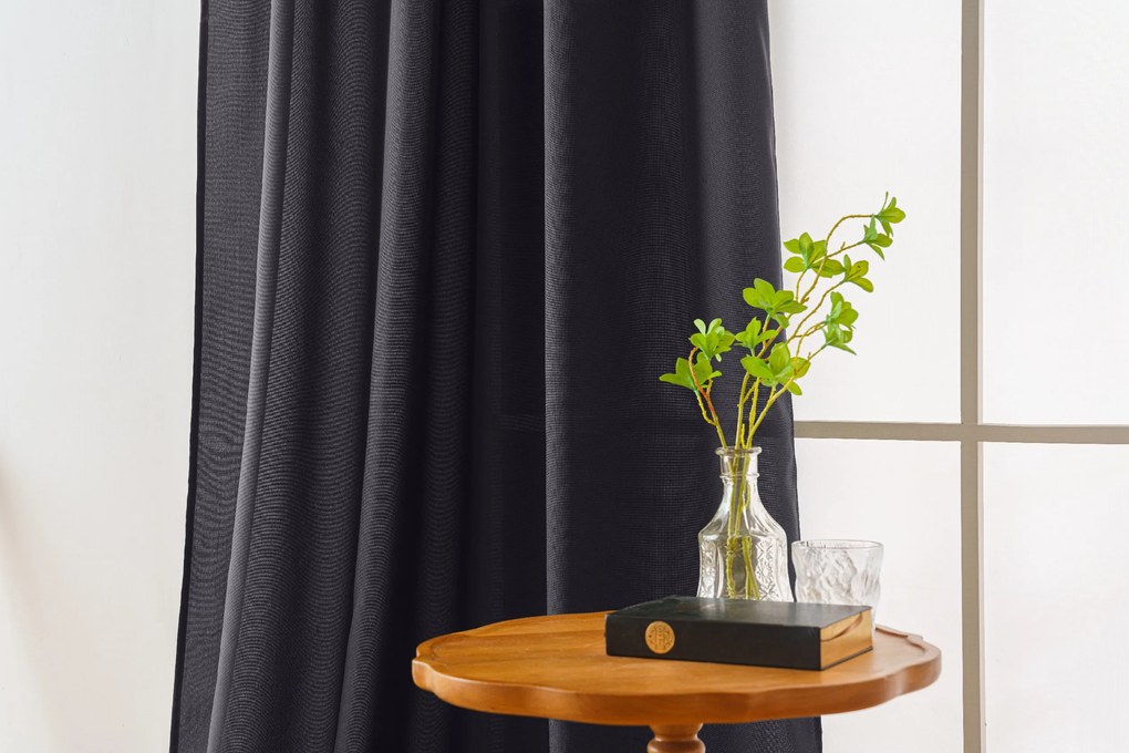 Ciemnoszara zasłona OXFORD 140x250 cm Zawieszanie: Taśma z wiązaniami