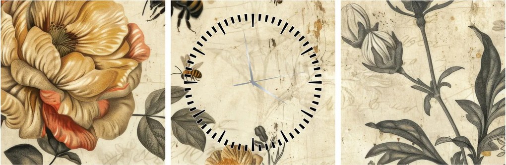 Obraz - Bee Meadow (z zegarem) (90x30 cm)