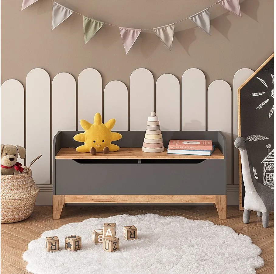 Skrzynia na zabawki szary/artystyczny 107.2x30x50 malia