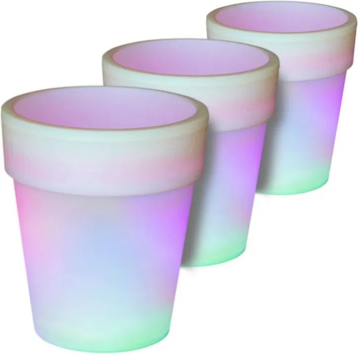 Oświetlenie solarne - doniczka ze zmianą koloru - 3 szt