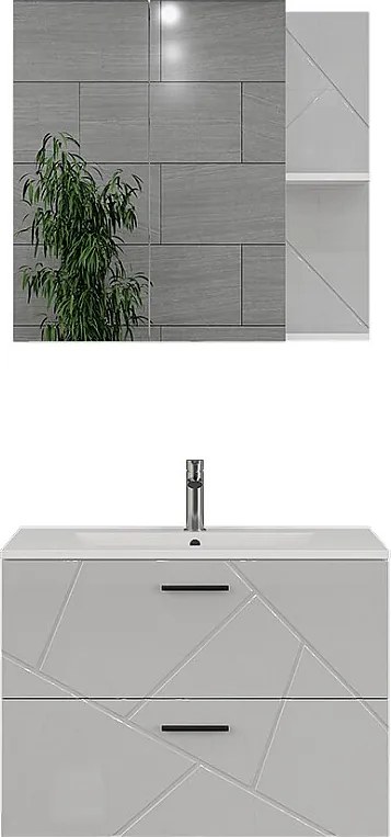 Zestaw mebli łazienkowych biały/biały wysoki połysk 80x44.6x57 irma