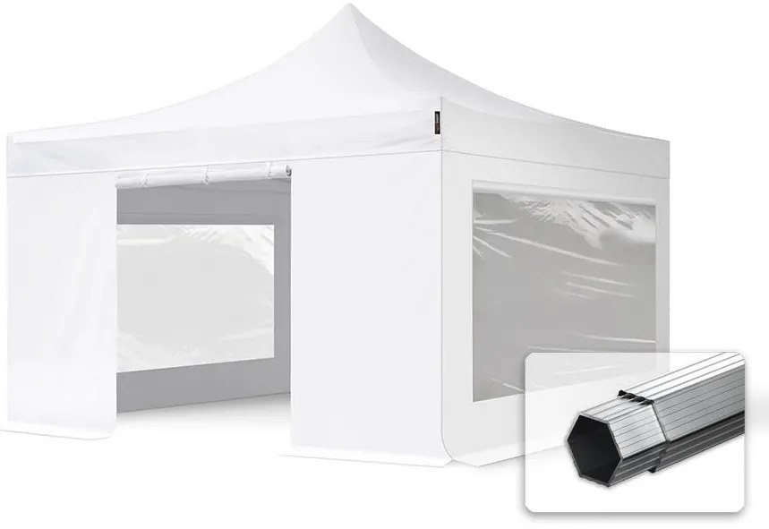 TOOLPORT 4x4 m Namiot Ekspresowy PROFESSIONAL Alu 40 mm, ze ścianami bocznymi, okna panoramiczne , biały - (582424)