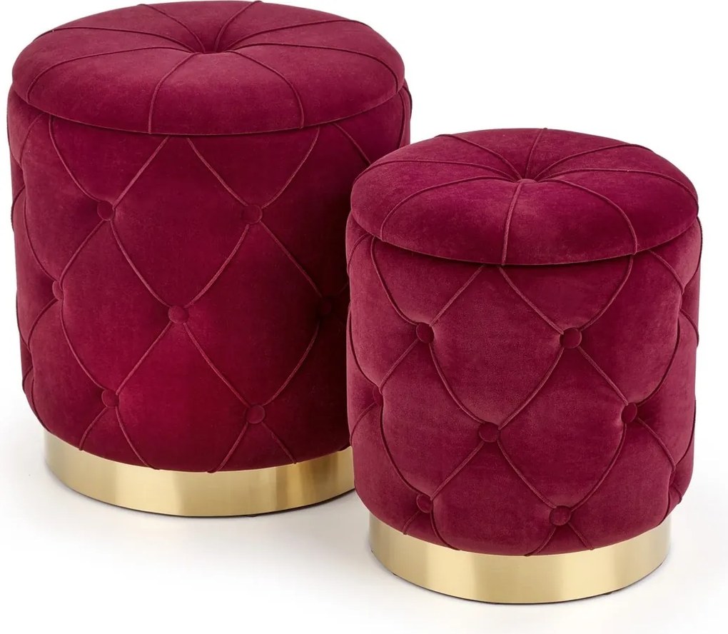 Zestaw 2 puf tapicerowanych tkaniną w stylu glamour Polly