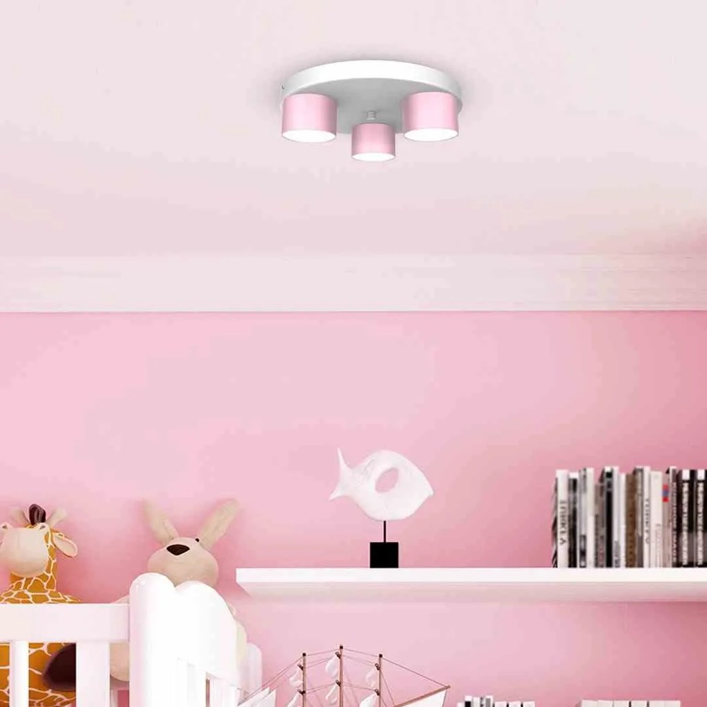 Lampa sufitowa DIXIE Pink/White 3xGX53, potrójna, na kole, różowa